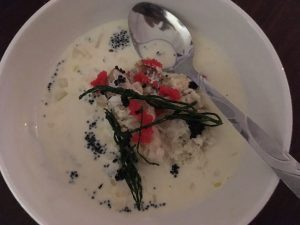 Chef Santi's white fish crem blanc with caviar