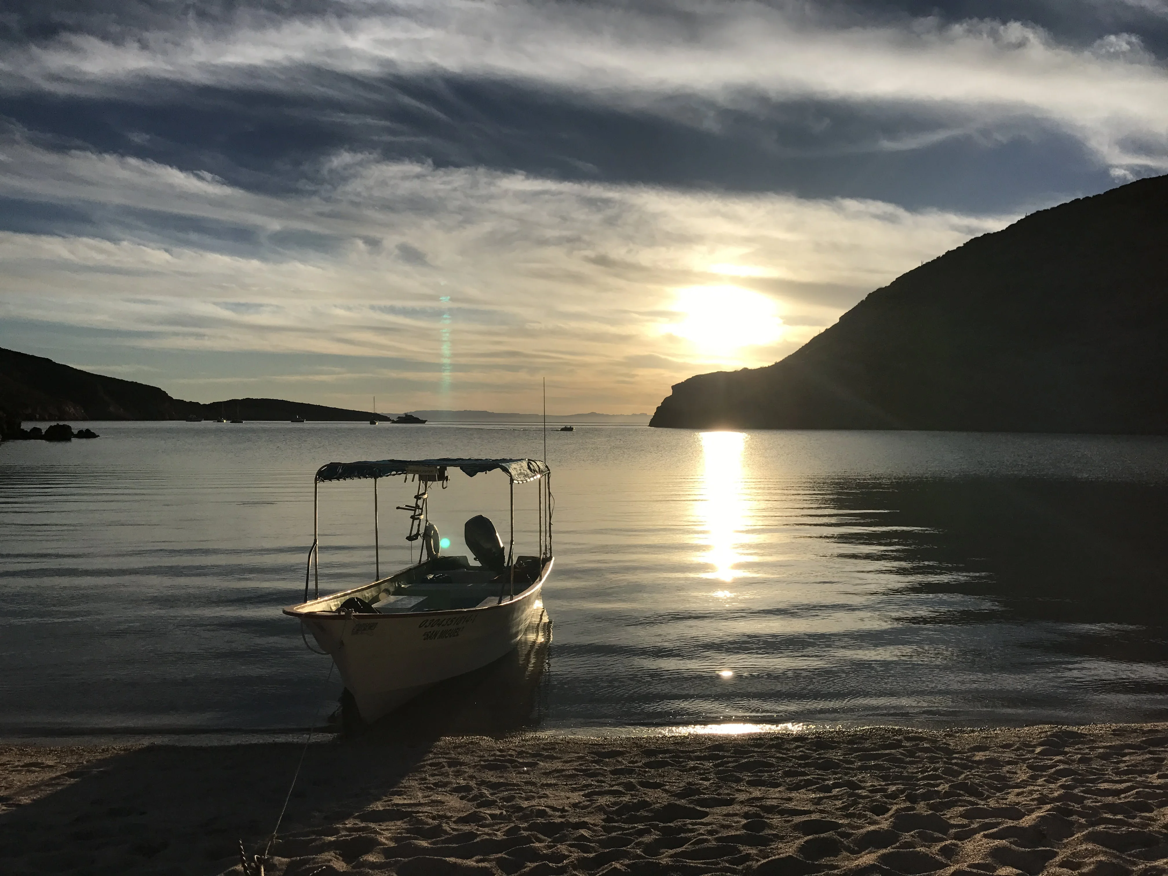 Colossus Camping boat view with Todos Santos Eco Adventures by Crystal Viks