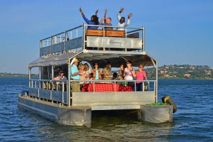 Enjoying a boat cruise in Murchison Falls NP