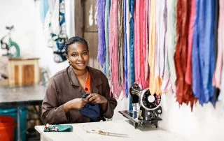 Angelina is one of the talented artisans working at Shanga in Arusha, Tanzania